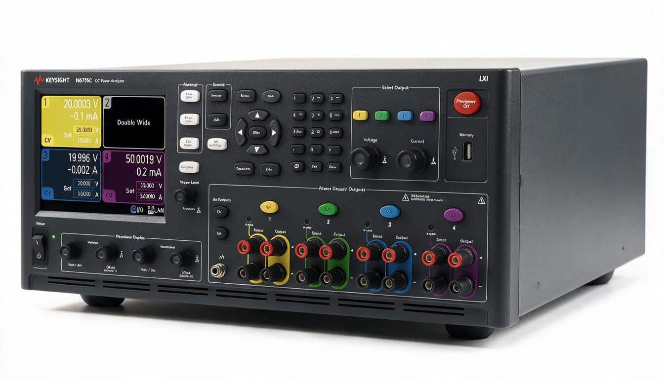 Máy phân tích nguồn DC Keysight N6705C góc nghiêng phải trên nền trắng studio