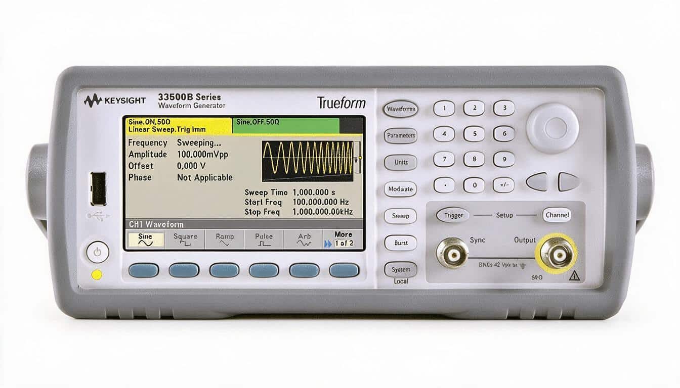 Máy phát sóng hàm tùy ý Keysight 33521B Trueform 30 MHz chính diện studio
