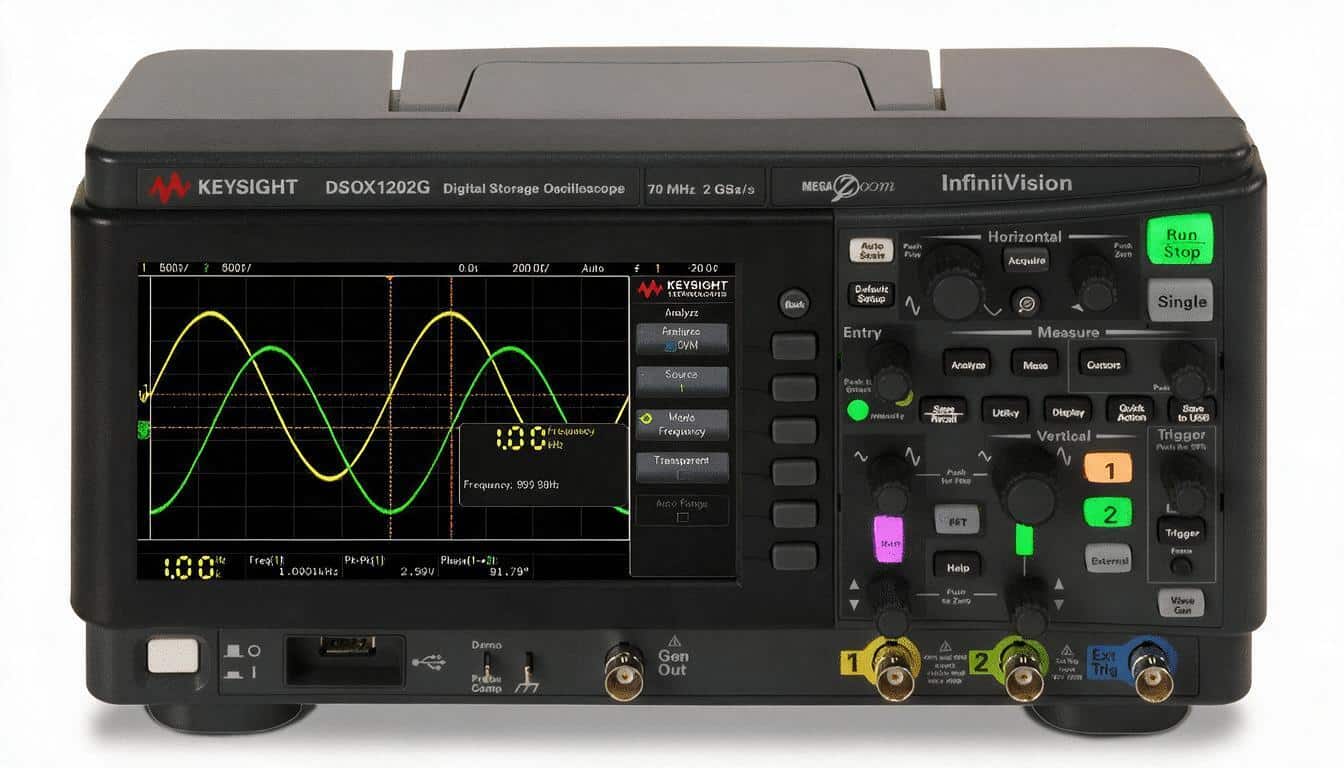 Máy hiện sóng Keysight DSOX1202G 2 kênh màn hình 7 inch chính diện studio