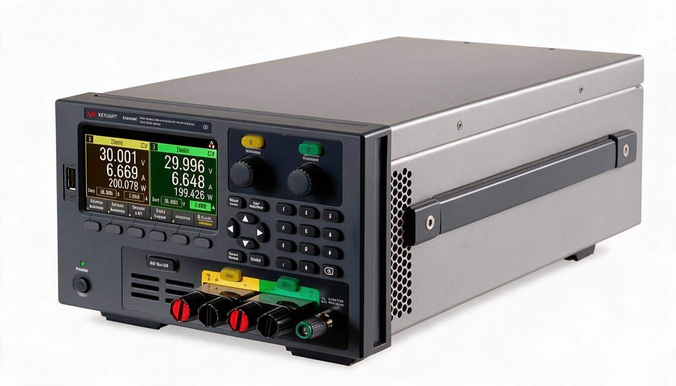 Bộ nguồn DC Keysight E36233A hai ngõ ra màn hình LCD màu 4,3 inch góc nghiêng studio