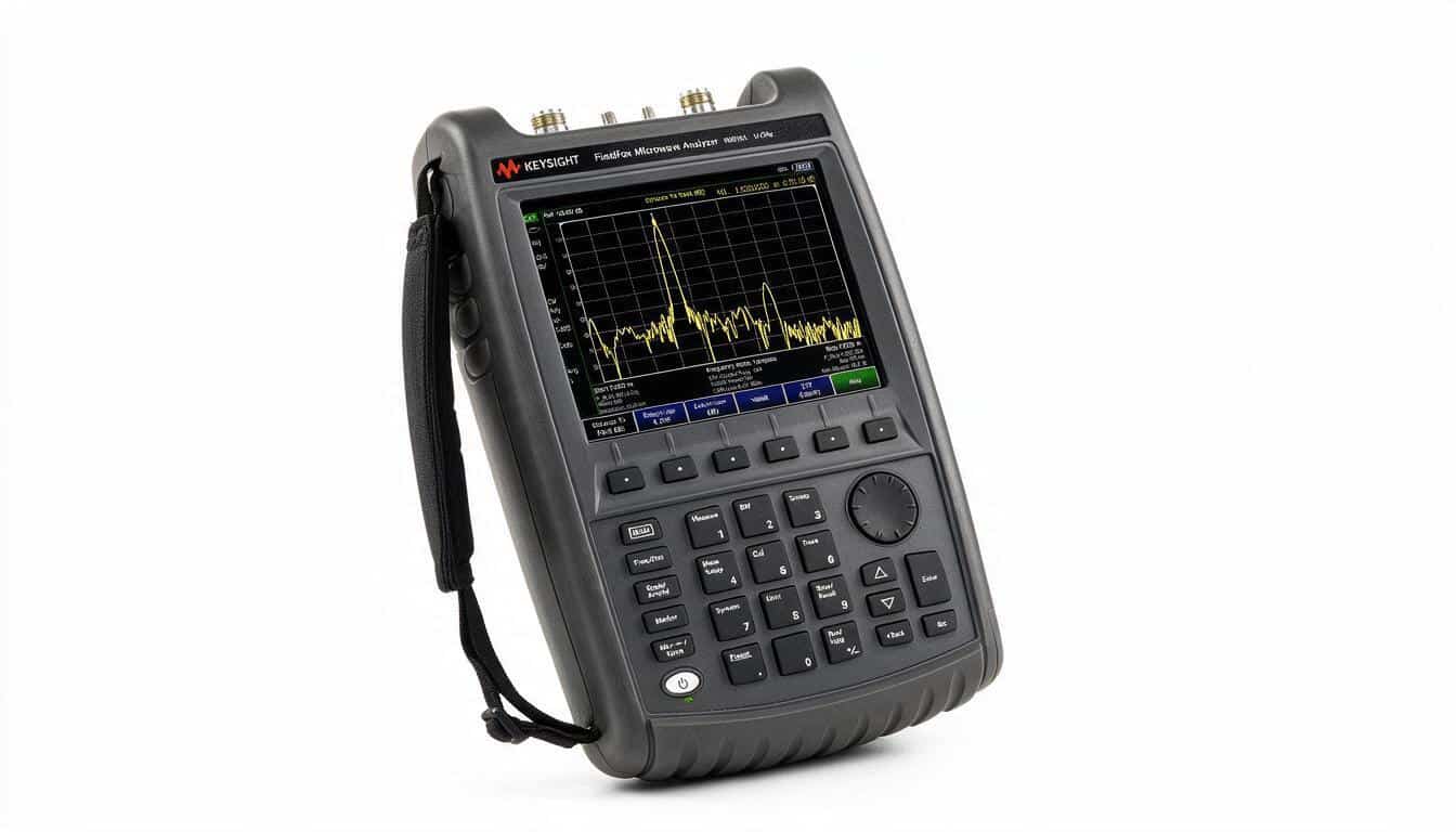 Máy phân tích phổ cầm tay Keysight N9916A FieldFox góc nghiêng phải nền trắng studio