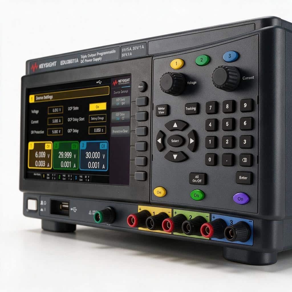 Bộ nguồn DC Keysight EDU36311A góc nghiêng phải trên nền trắng studio