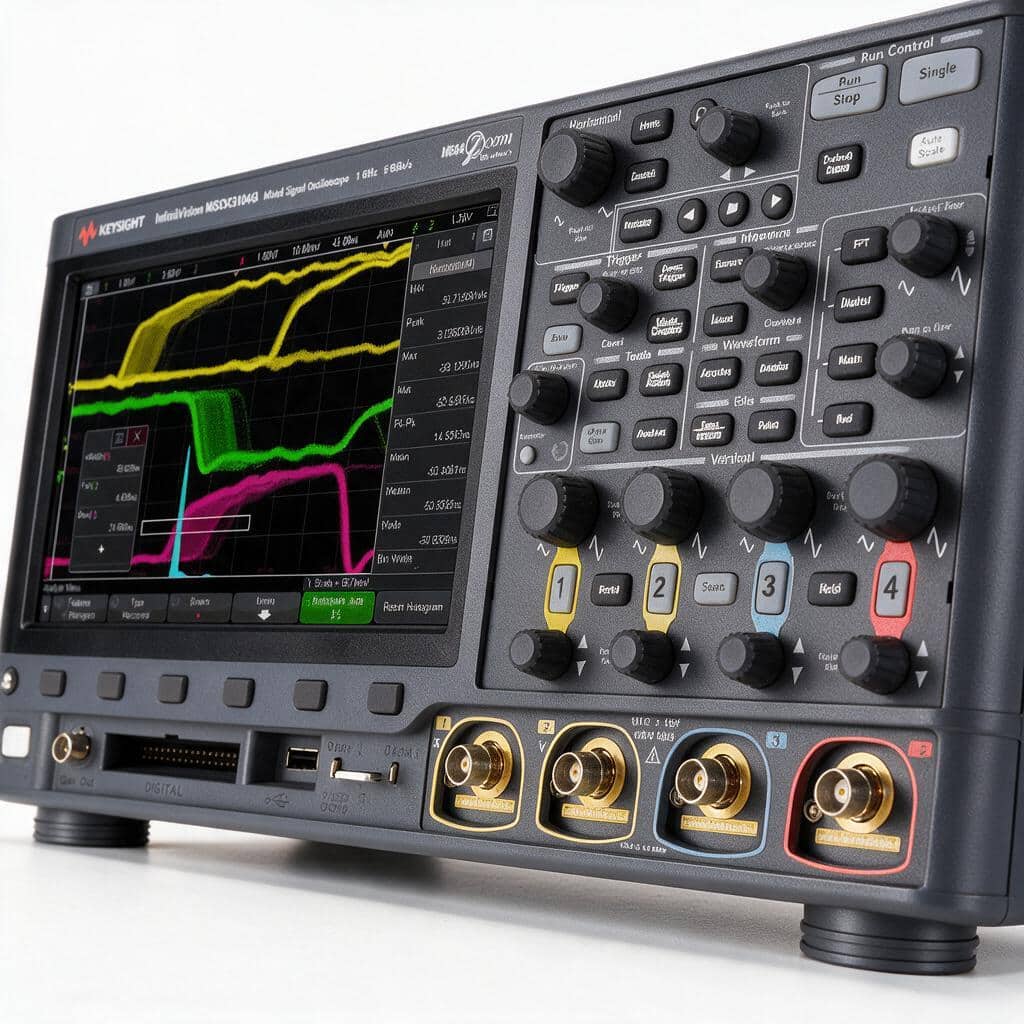 Máy hiện sóng Keysight MSOX3054G góc nghiêng trên nền trắng studio