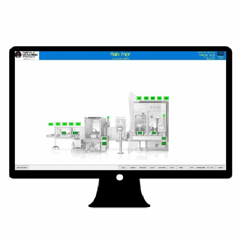Giao diện phần mềm giám sát môi trường dược phẩm PMS Pharmaceutical Net Pro với sơ đồ dây chuyền và trạng thái điểm đo