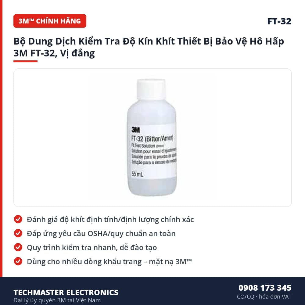 Bộ Dung Dịch Kiểm Tra Độ Kín Khít Thiết Bị Bảo Vệ Hô Hấp 3M FT-32, Vị – đặc điểm & thông số chính