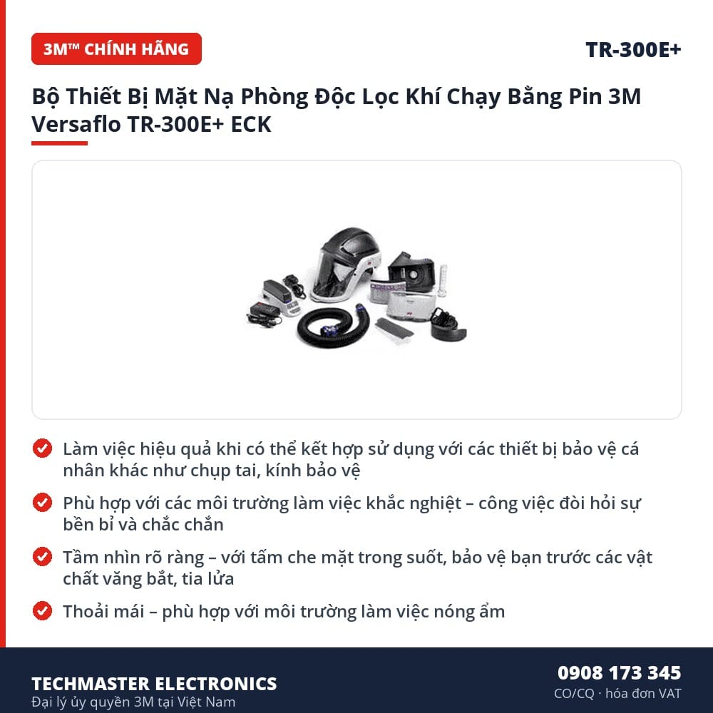 Bộ Thiết Bị Mặt Nạ Phòng Độc Lọc Khí Chạy Bằng Pin 3M Versaflo – đặc điểm & thông số chính