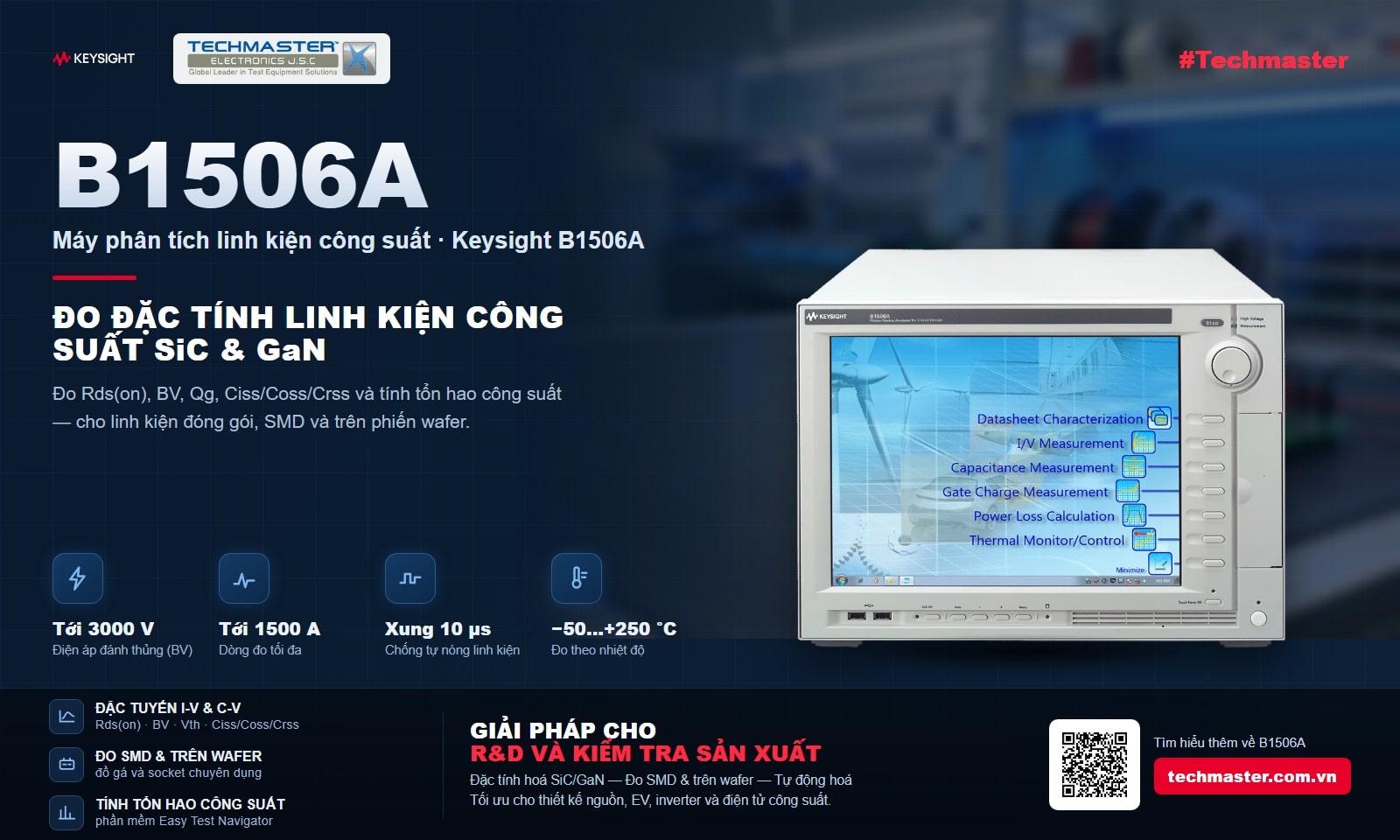 Đo đặc tính linh kiện công suất SiC và GaN bằng máy phân tích Keysight B1506A