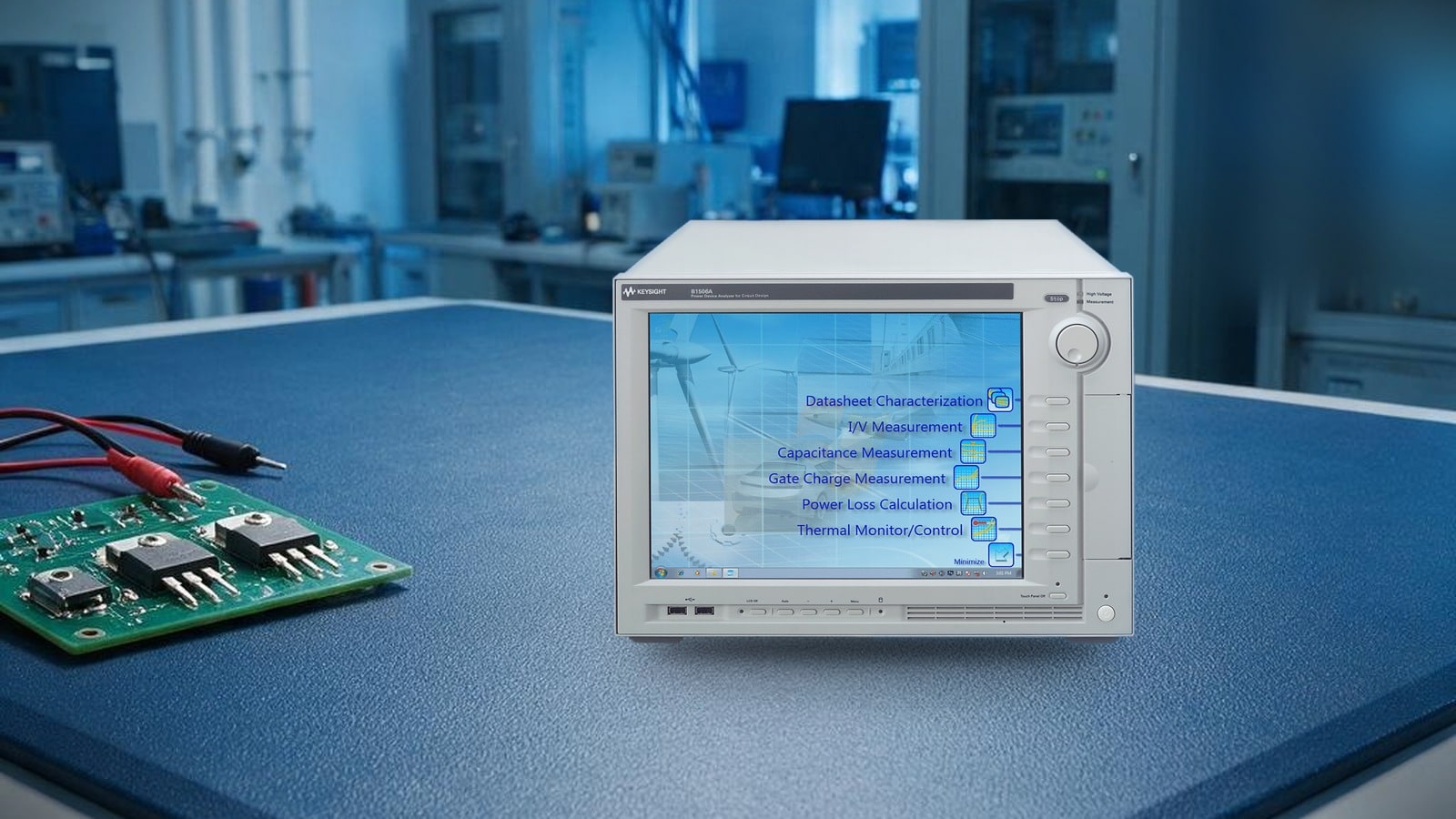 Đo đặc tính linh kiện công suất trên bo mẫu bằng Keysight B1506A tại phòng kiểm tra chất lượng