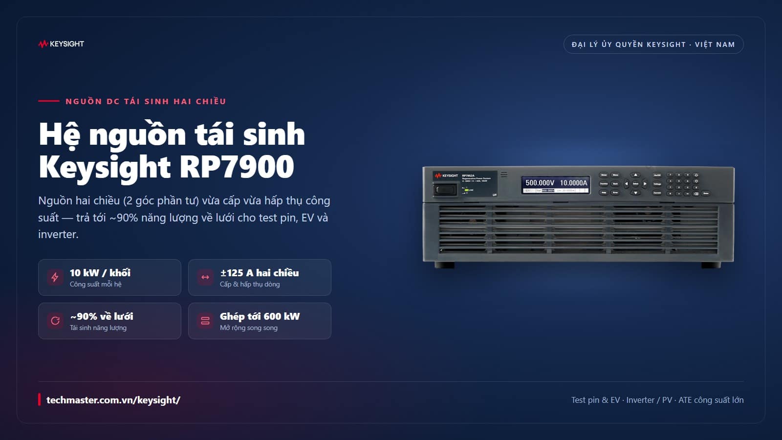 Hệ nguồn tái sinh Keysight RP7900 - nguồn DC hai chiều tái sinh, phân phối bởi Techmaster