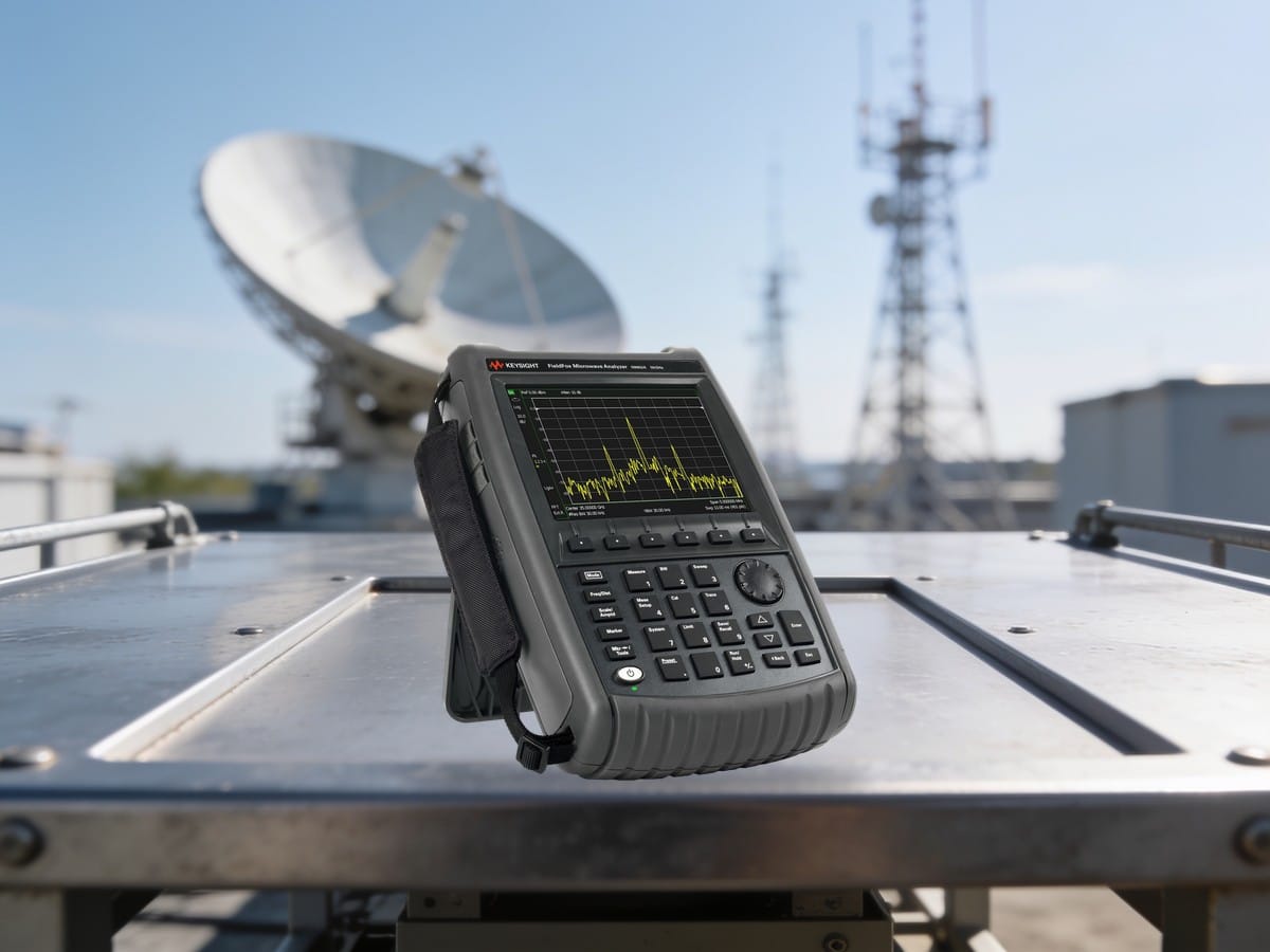 Keysight FieldFox N9952A đo kiểm anten và trạm vệ tinh tại hiện trường ngoài trời