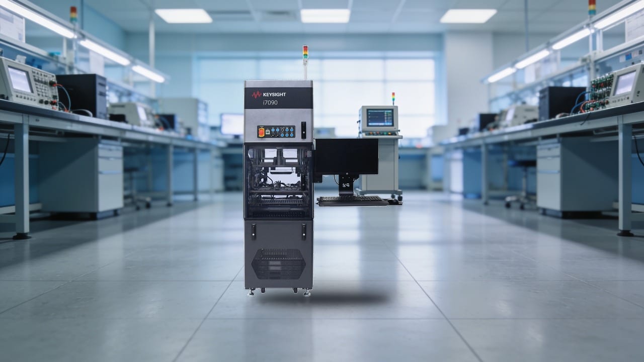 Hệ thống kiểm tra bo mạch song song Keysight i7090 trong phòng test QA