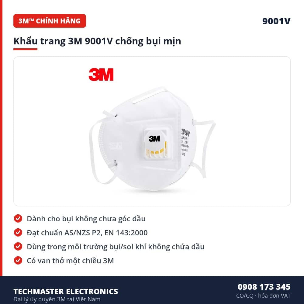Khẩu trang 3M 9001V chống bụi mịn – đặc điểm & thông số chính