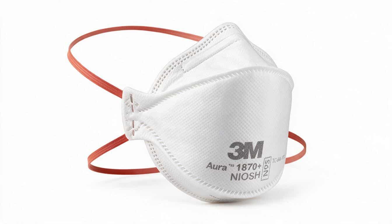 Khẩu trang 3M Aura 1870+ N95 chính hãng trên nền studio trắng