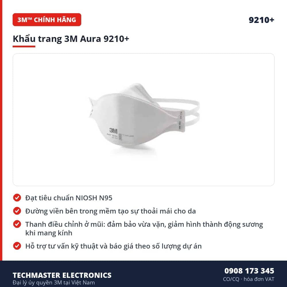 Khẩu trang 3M Aura 9210+ – đặc điểm & thông số chính