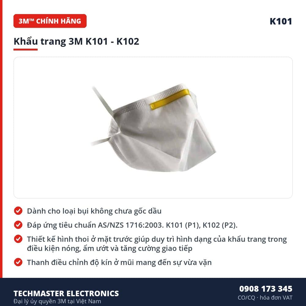 Khẩu trang 3M K101 - K102 – đặc điểm & thông số chính
