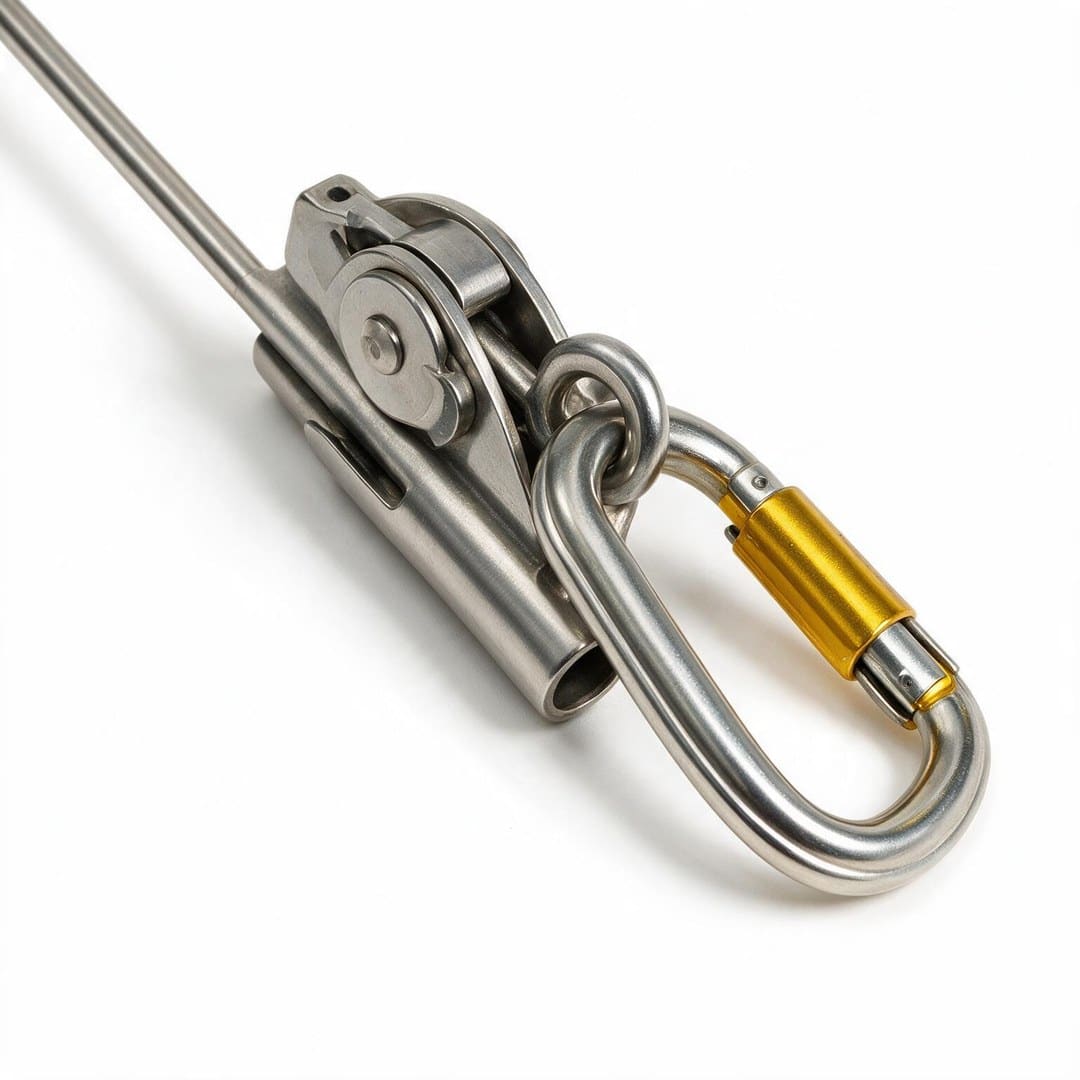 Khóa trượt 3M DBI-SALA Lad-Saf 6160030 với carabiner khóa vặn trên cáp cứu sinh dọc