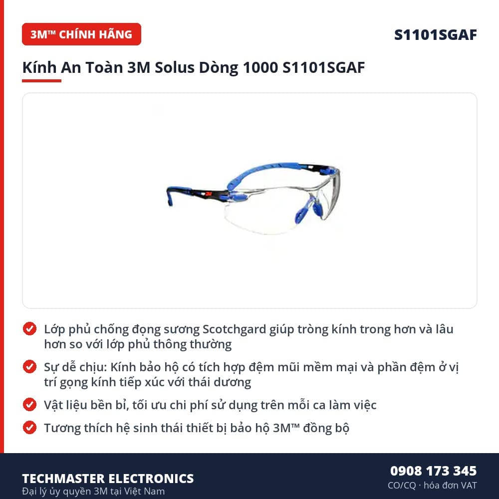 Kính An Toàn 3M Solus Dòng 1000 S1101SGAF – đặc điểm & thông số chính