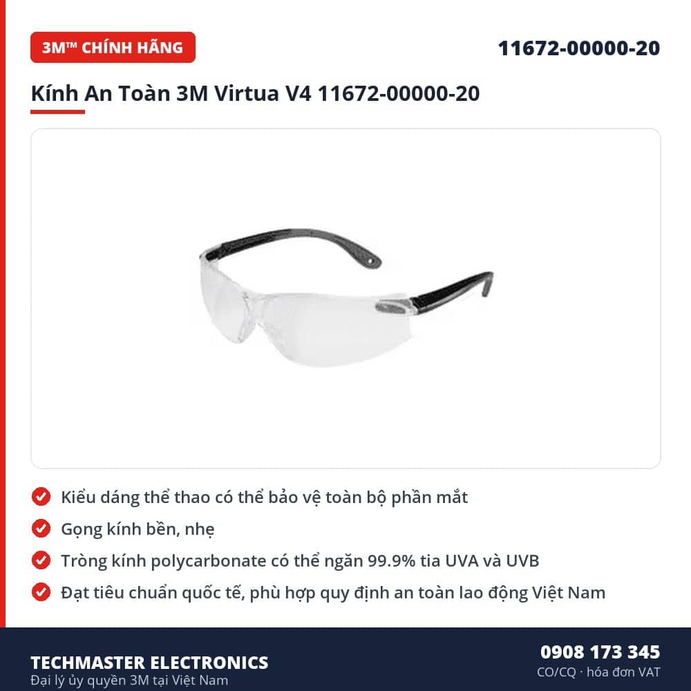 Kính An Toàn 3M Virtua V4 11672-00000-20 – đặc điểm & thông số chính
