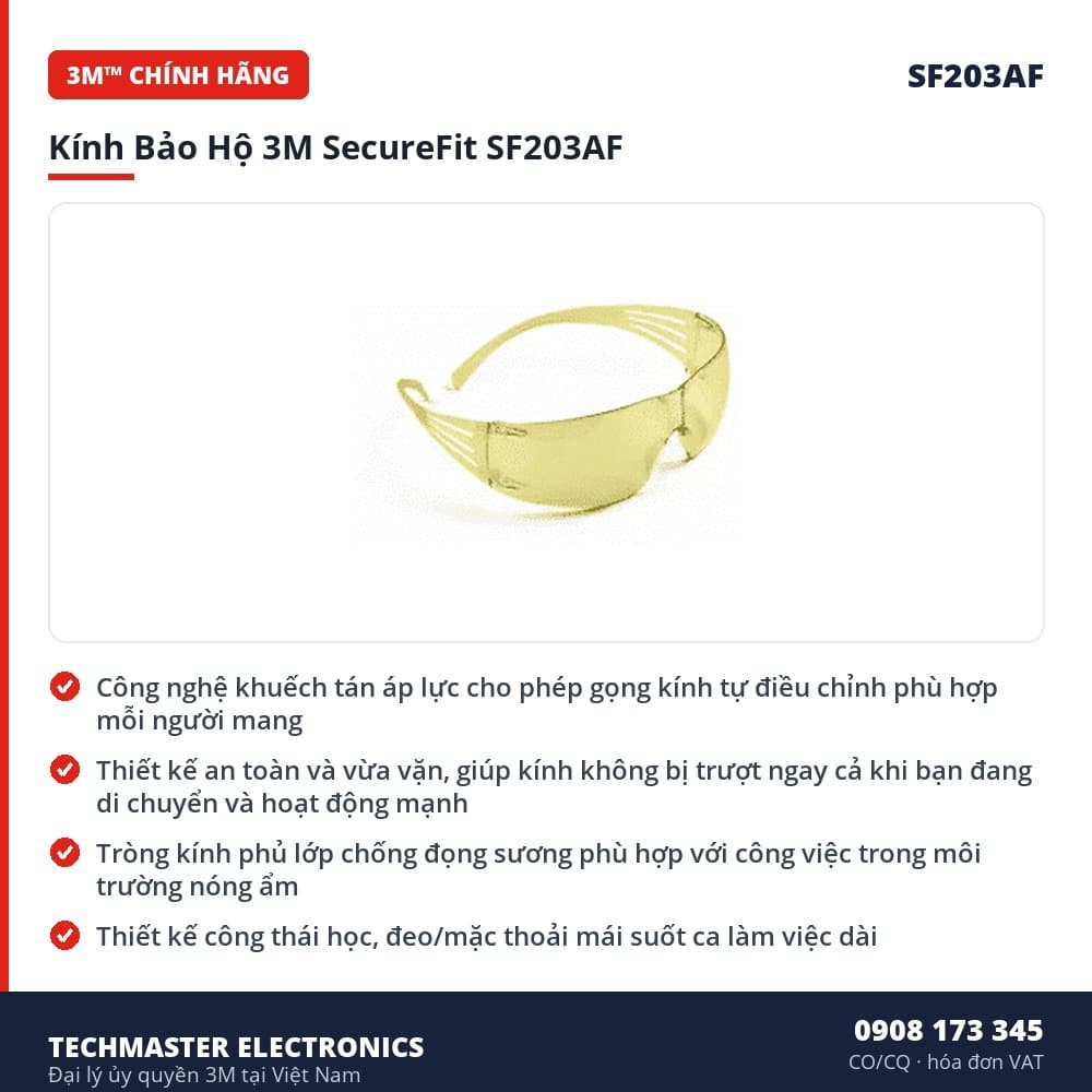 Kính Bảo Hộ 3M SecureFit SF203AF – đặc điểm & thông số chính