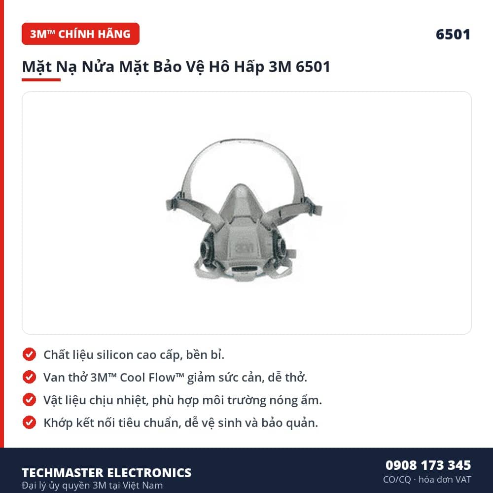 mat-na-nua-mat-3m-6501-dac-diem Mặt Nạ Nửa Mặt Bảo Vệ Hô Hấp 3M 6501 – đặc điểm & thông số chính