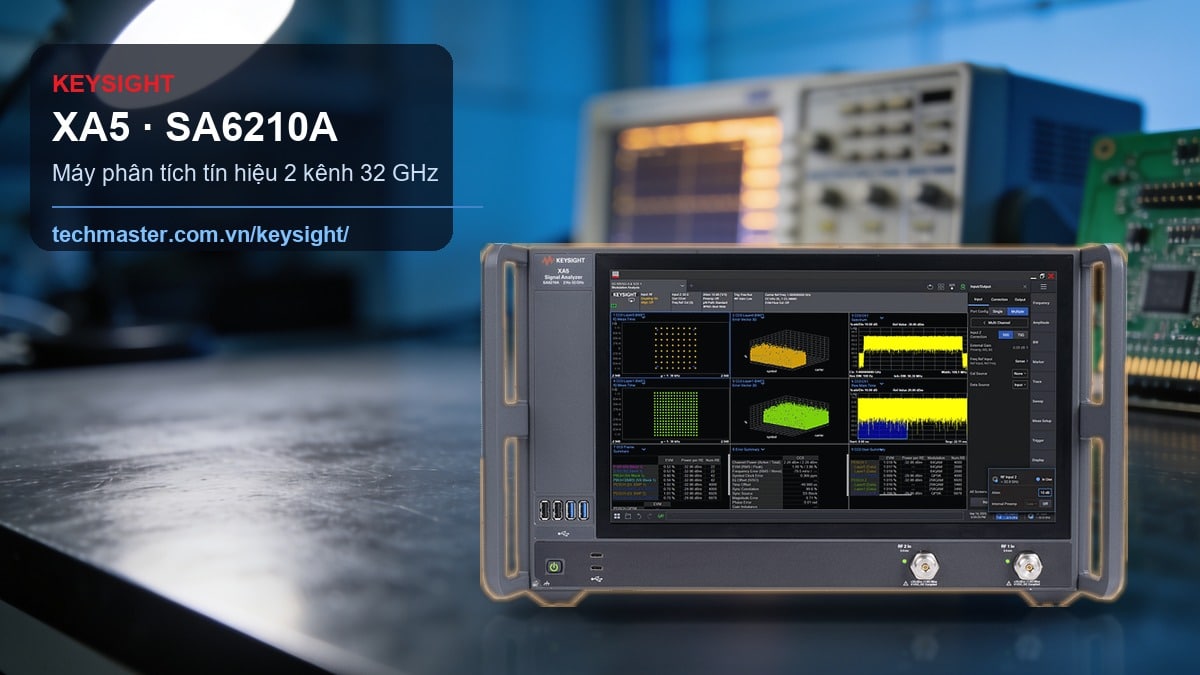 Máy phân tích tín hiệu Keysight XA5 SA6210A 32 GHz trên bàn lab điện tử - Techmaster nhà phân phối Keysight Việt Nam