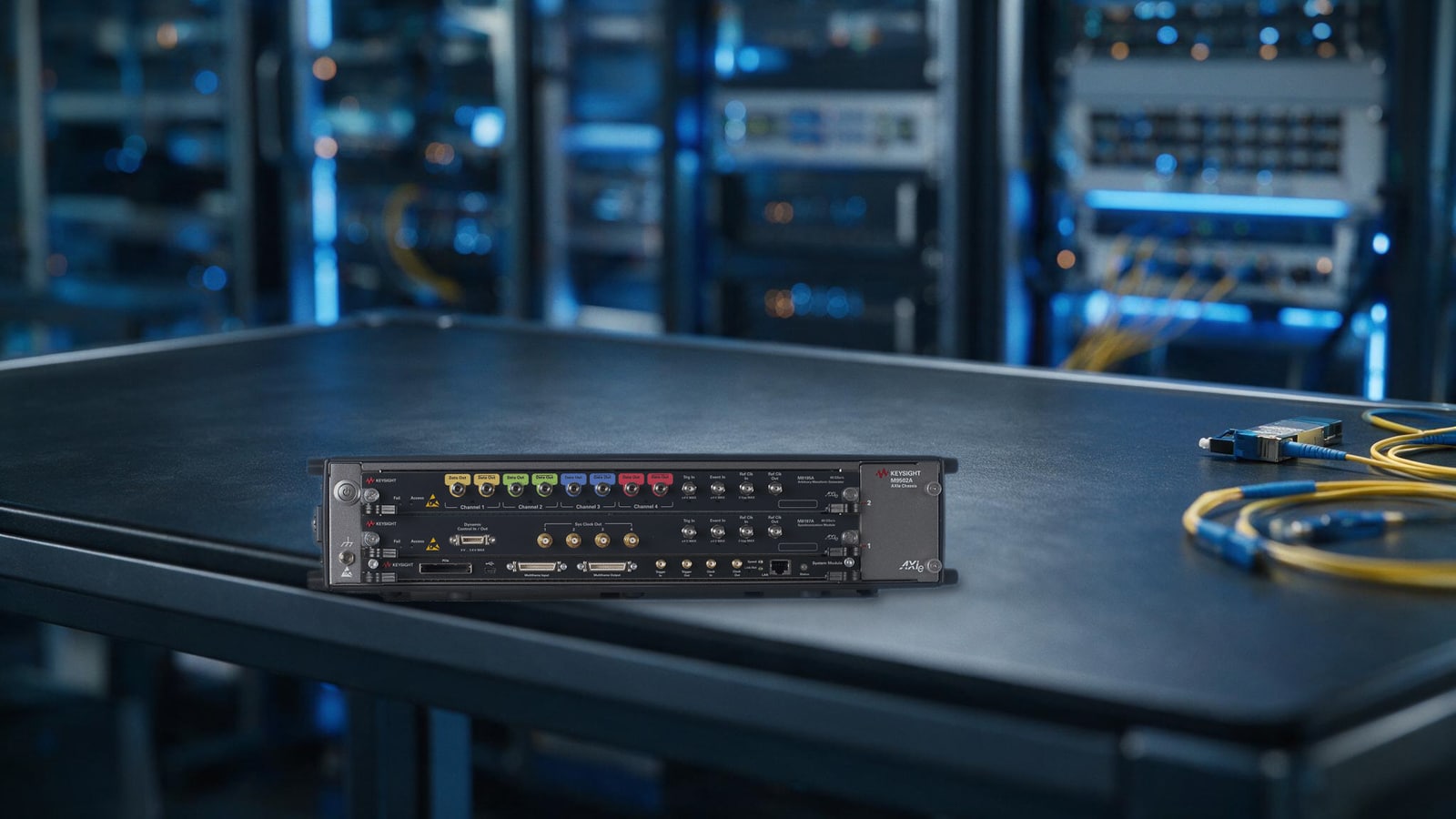 Máy phát sóng tùy ý Keysight M8195A 65 GSa/s và mô-đun đồng bộ M8197A trong phòng thử nghiệm truyền dẫn quang