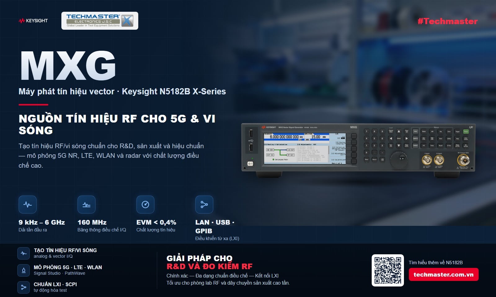 Máy phát tín hiệu Keysight N5182B MXG X-Series tạo nguồn RF cho 5G và vi sóng