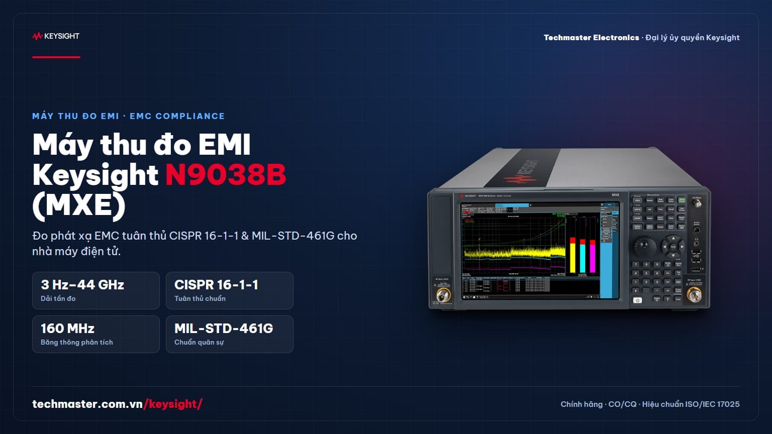 Máy thu đo EMI Keysight N9038B (MXE) đo phát xạ EMC tuân thủ CISPR 16-1-1