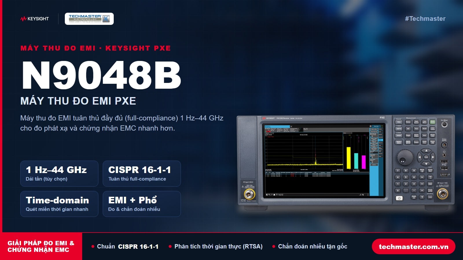 Máy thu đo EMI Keysight N9048B PXE dải tần 1 Hz–44 GHz đo phát xạ EMC