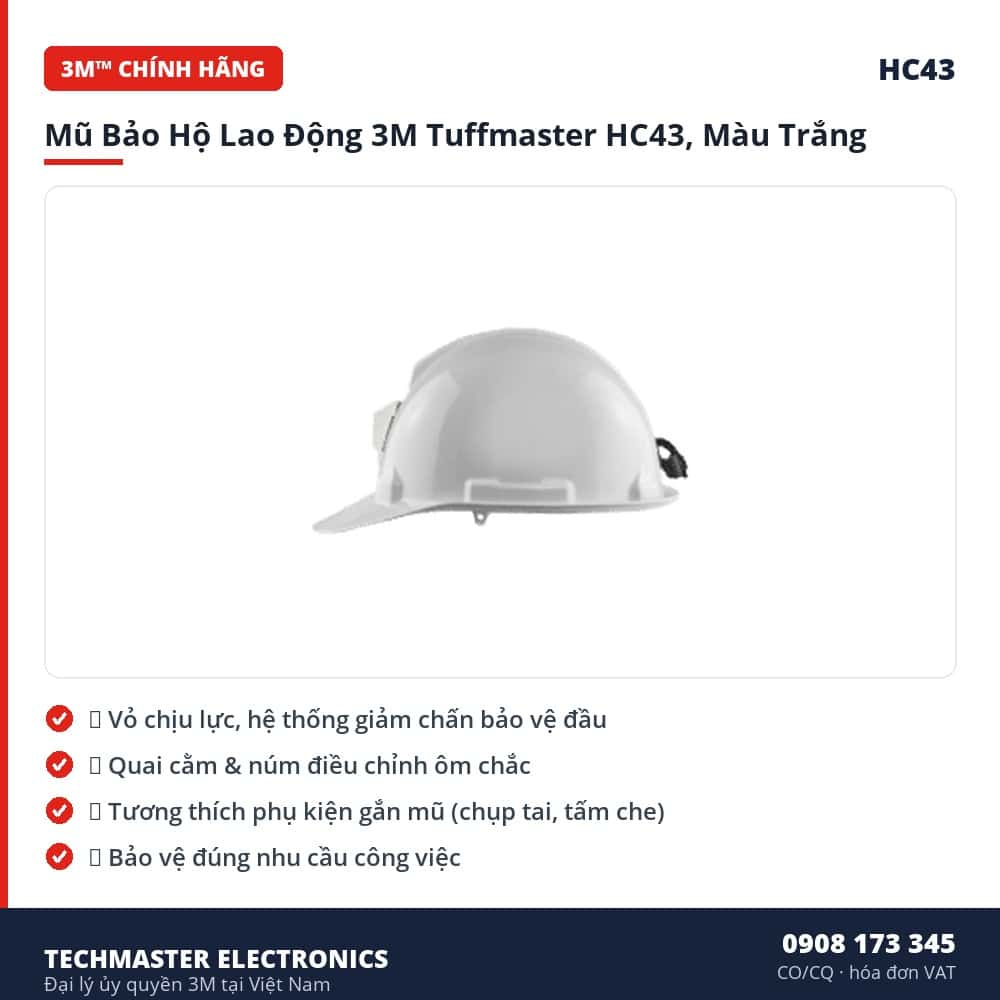 Mũ Bảo Hộ Lao Động 3M Tuffmaster HC43, Màu Trắng – đặc điểm & thông số chính
