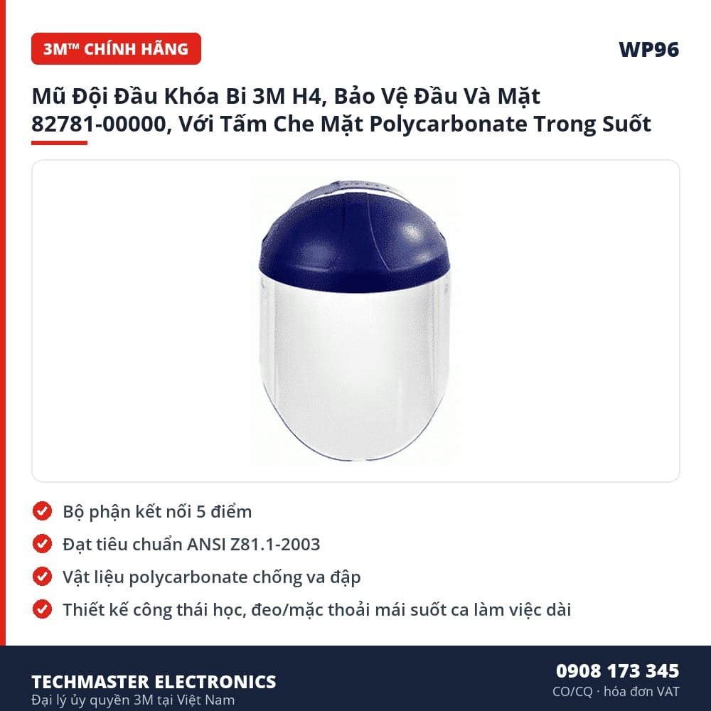 Mũ Đội Đầu Khóa Bi 3M H4, Bảo Vệ Đầu Và Mặt 82781-00000, Với Tấm Che – đặc điểm & thông số chính