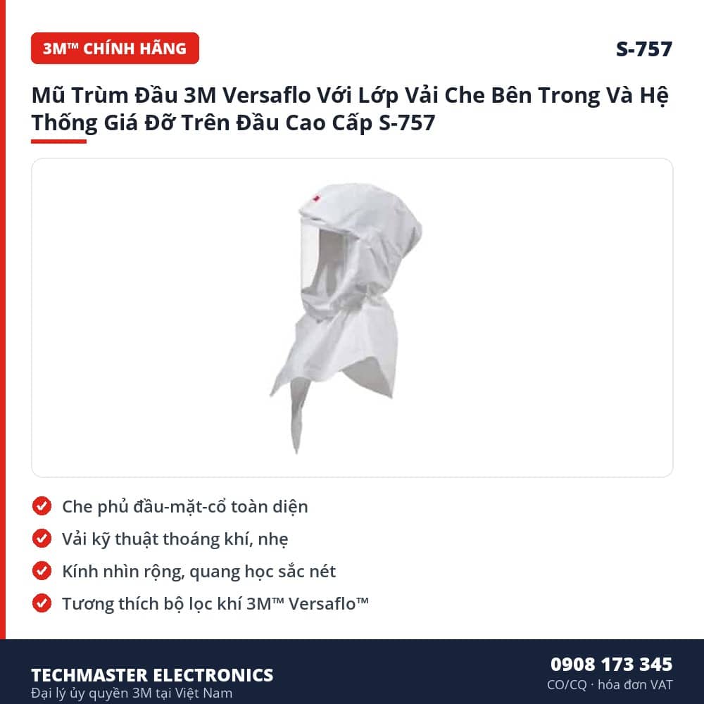Mũ Trùm Đầu 3M Versaflo Với Lớp Vải Che Bên Trong Và Hệ Thống Giá Đỡ – đặc điểm & thông số chính