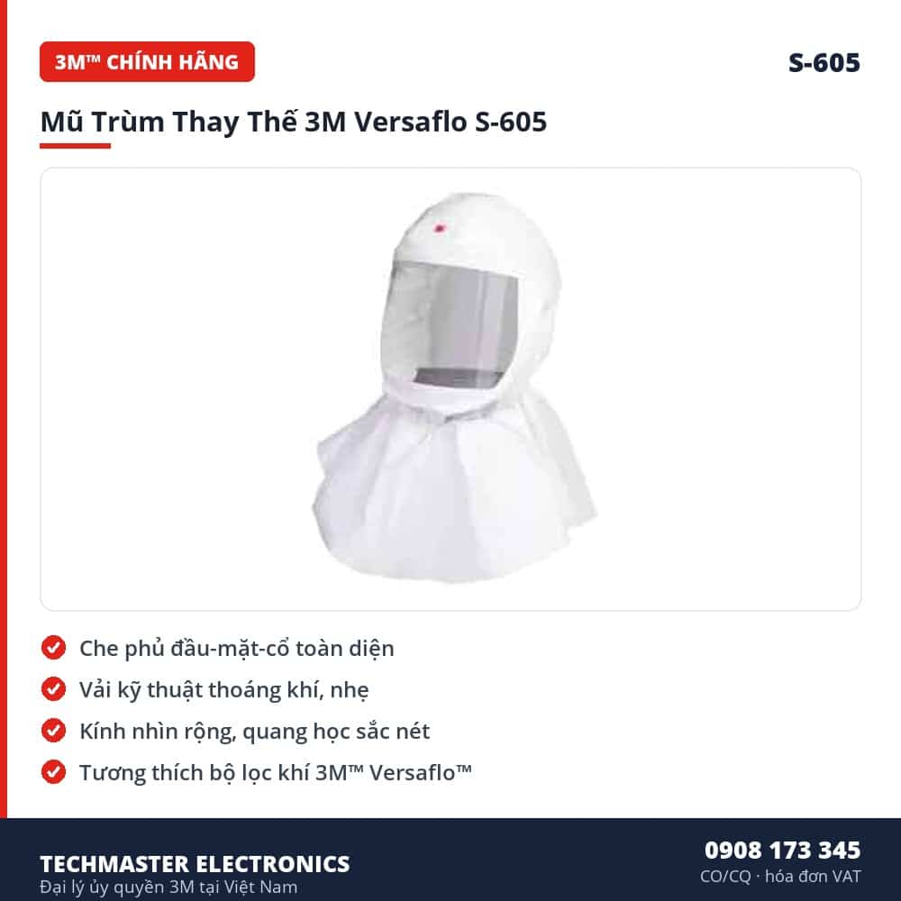 Mũ Trùm Thay Thế 3M Versaflo S-605 – đặc điểm & thông số chính