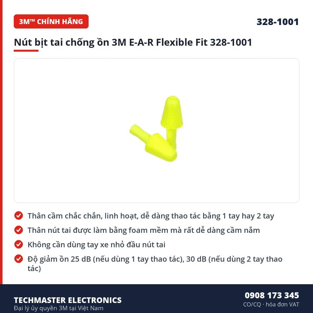Nút bịt tai chống ồn 3M E-A-R Flexible Fit 328-1001 – đặc điểm & thông số chính