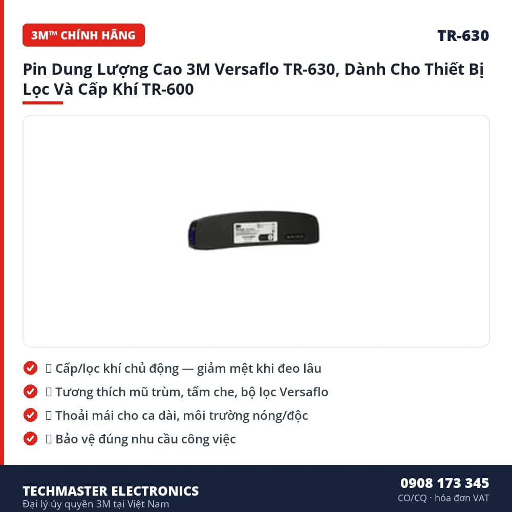 Pin Dung Lượng Cao 3M Versaflo TR-630, Dành Cho Thiết Bị Lọc Và Cấp – đặc điểm & thông số chính