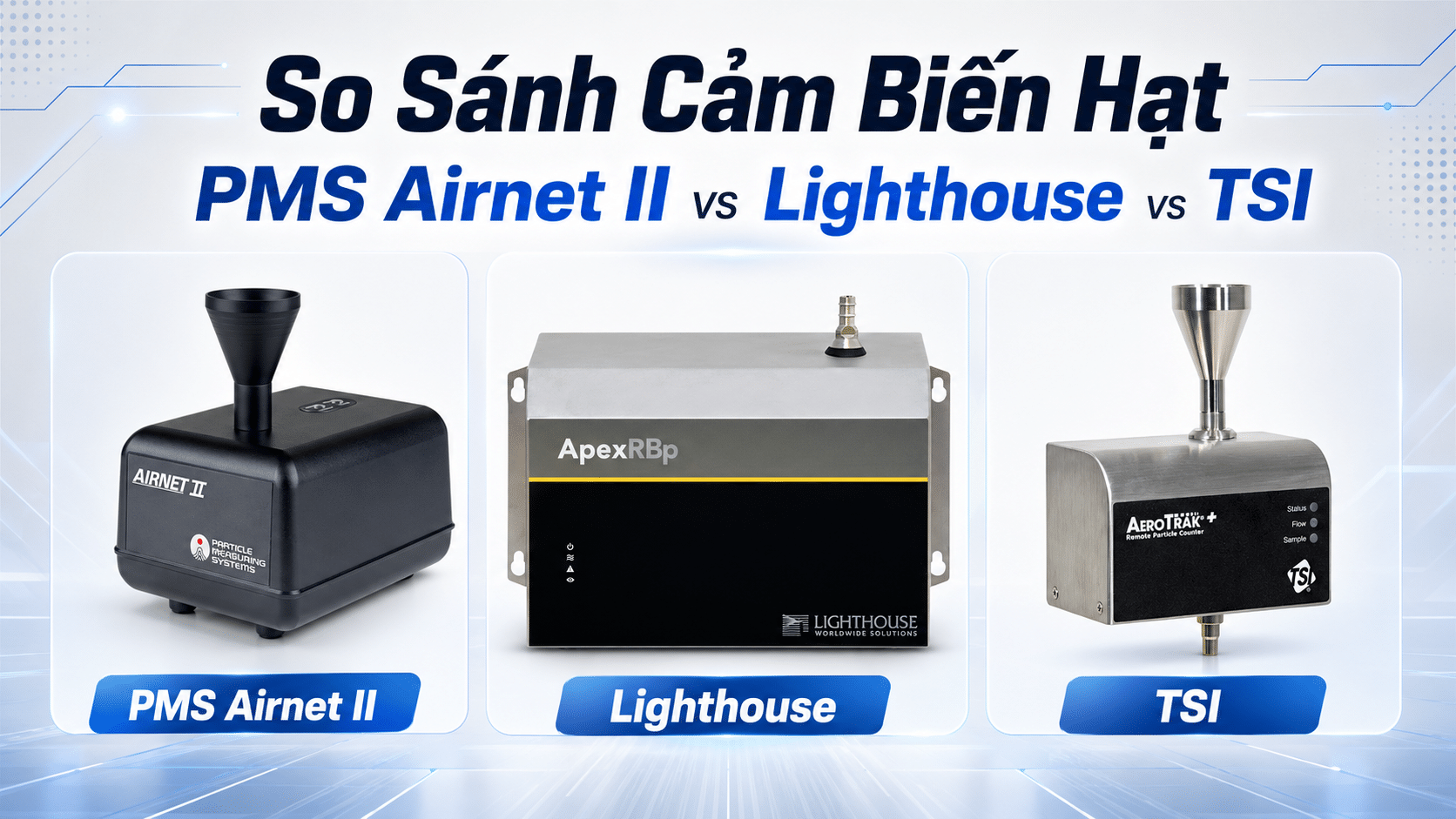 So Sánh Cảm Biến Hạt: PMS Airnet II vs Lighthouse vs TSI