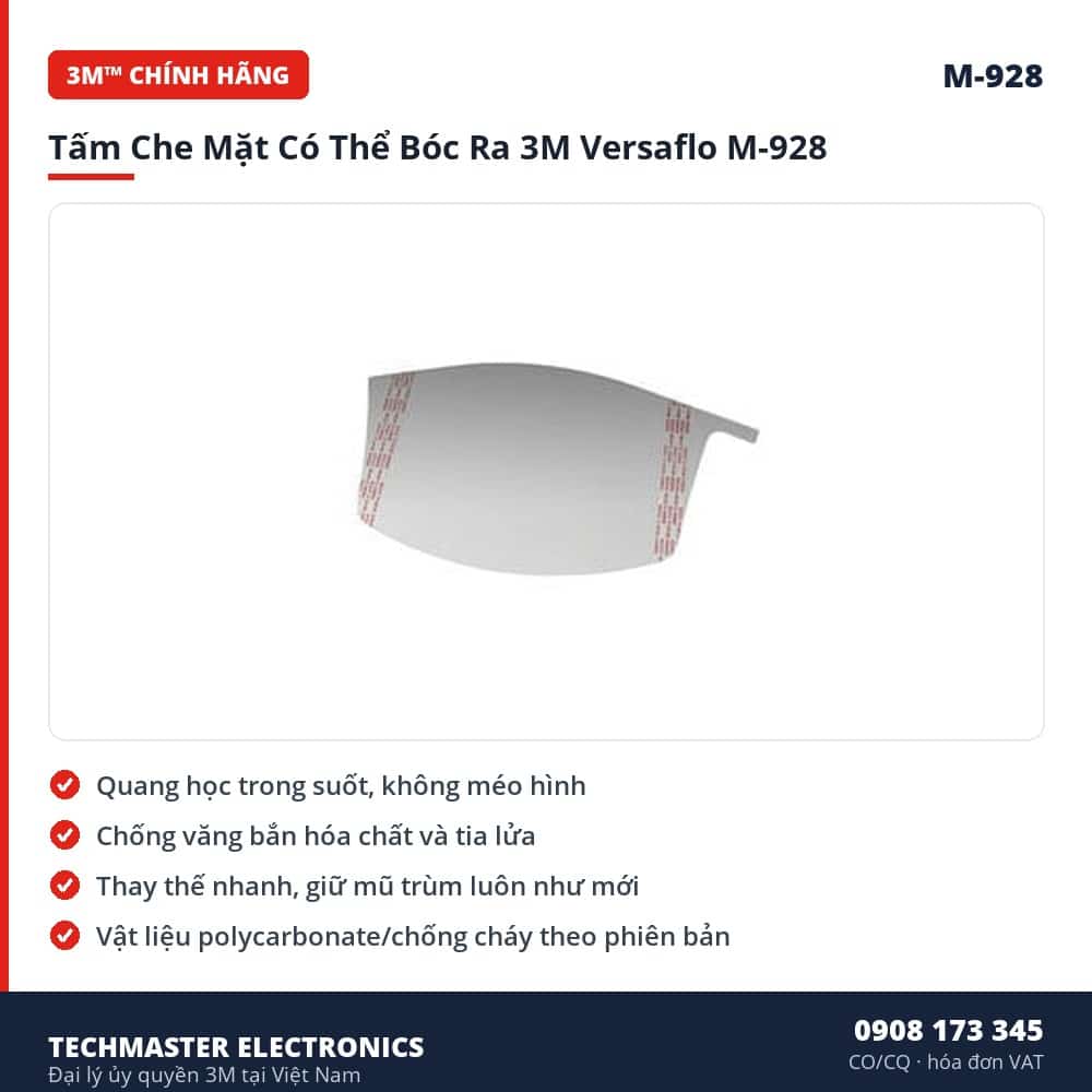 Tấm Che Mặt Có Thể Bóc Ra 3M Versaflo M-928 – đặc điểm & thông số chính
