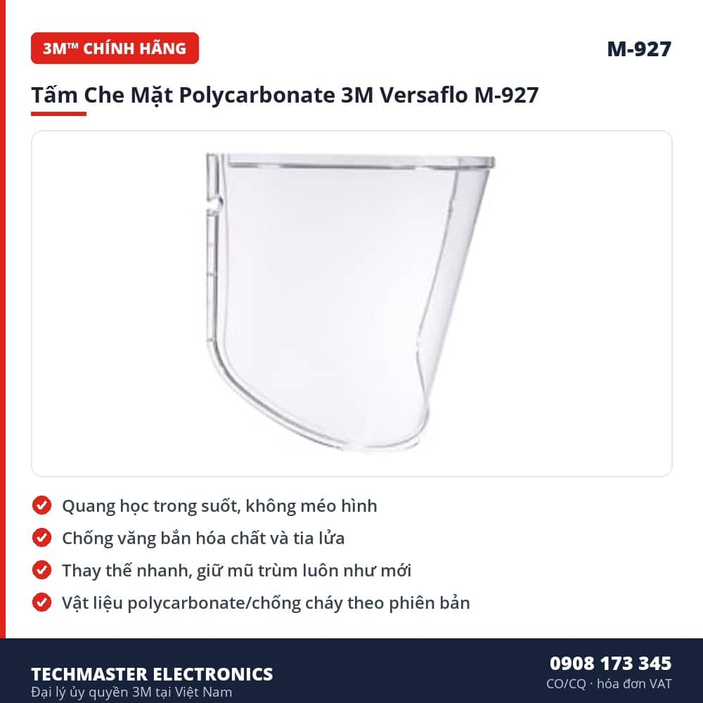 Tấm Che Mặt Polycarbonate 3M Versaflo M-927 – đặc điểm & thông số chính