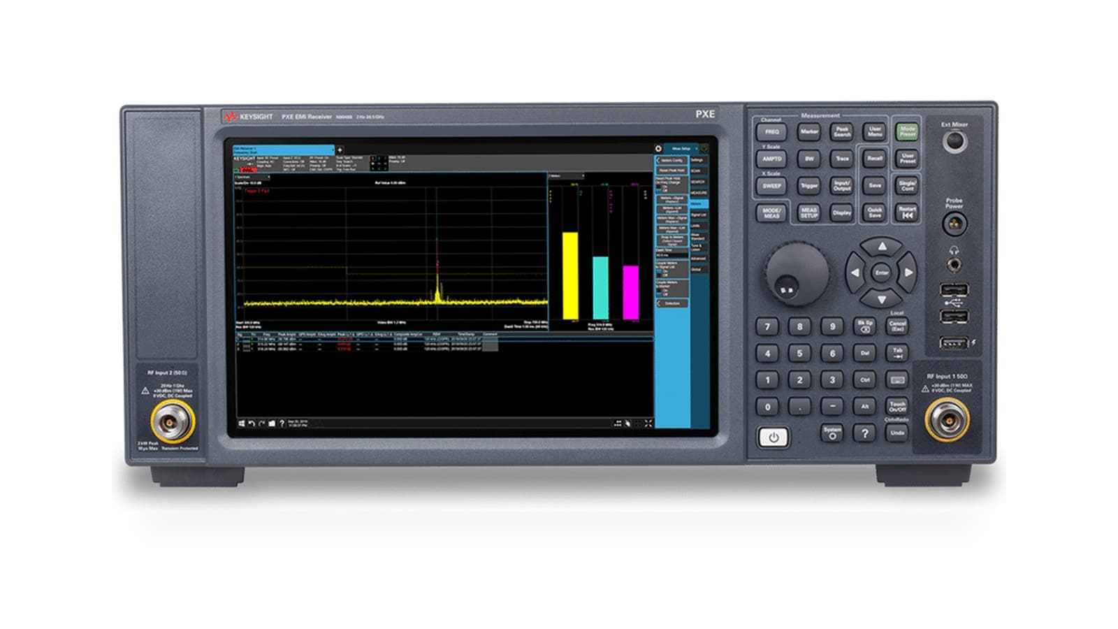 Máy thu đo EMI PXE Keysight N9048B trên nền trắng studio