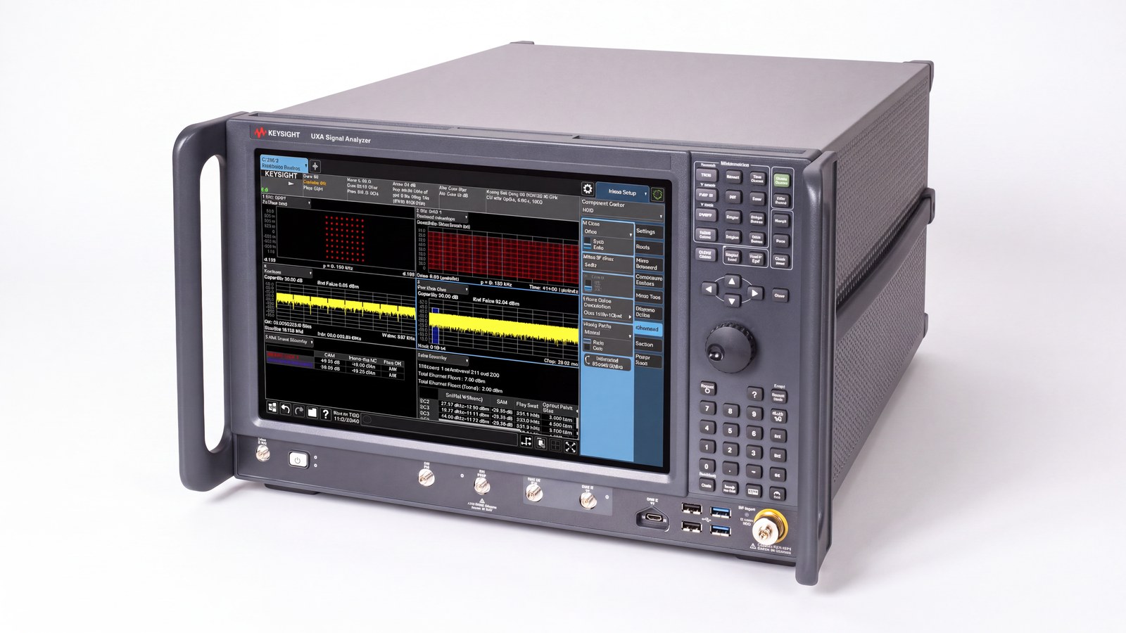 Đo kiểm Open RAN: máy phân tích tín hiệu UXA Keysight N9042B trên nền studio trắng