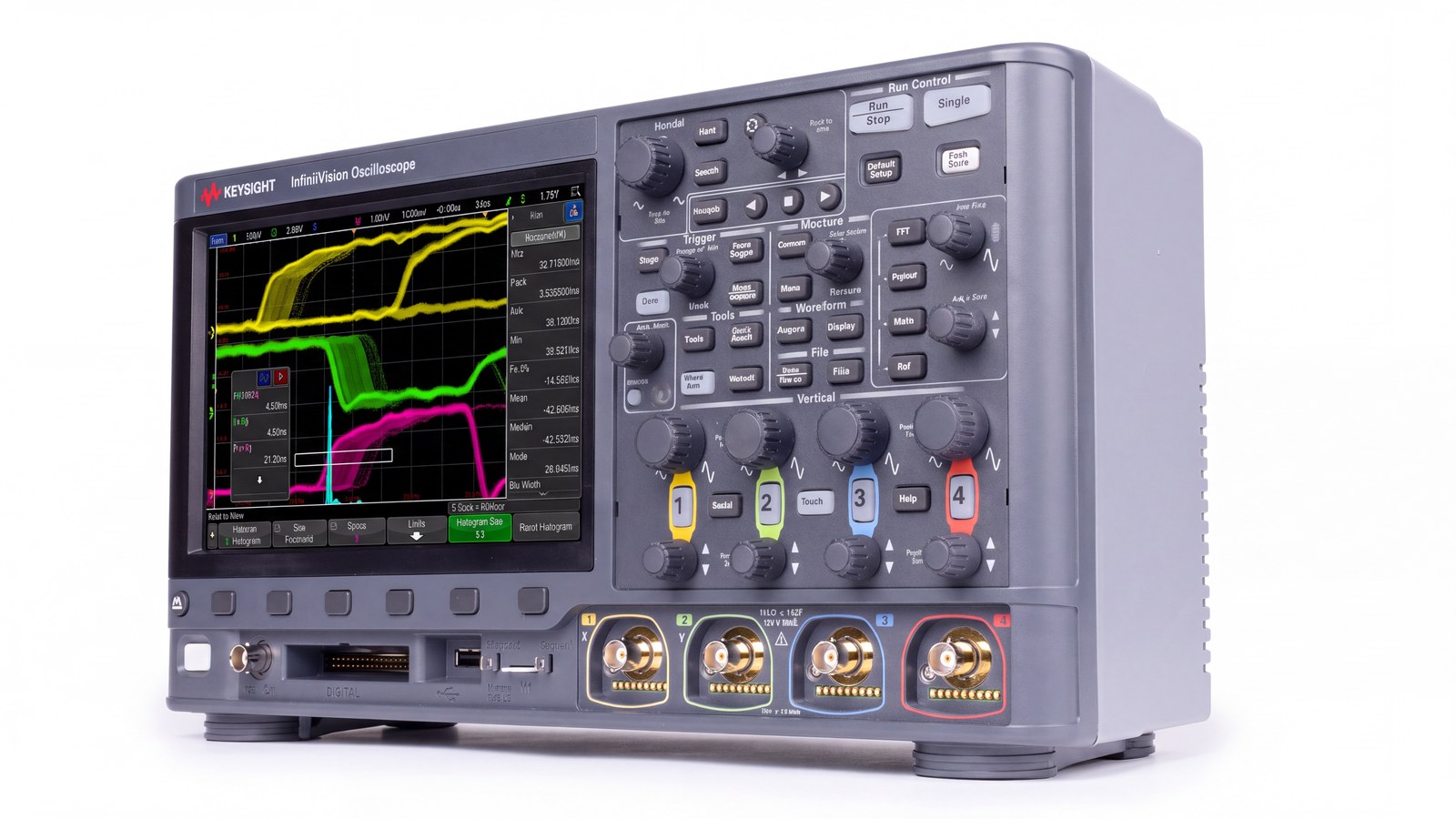 Bộ nhớ máy hiện sóng: máy hiện sóng Keysight MSOX3104G trên nền studio trắng