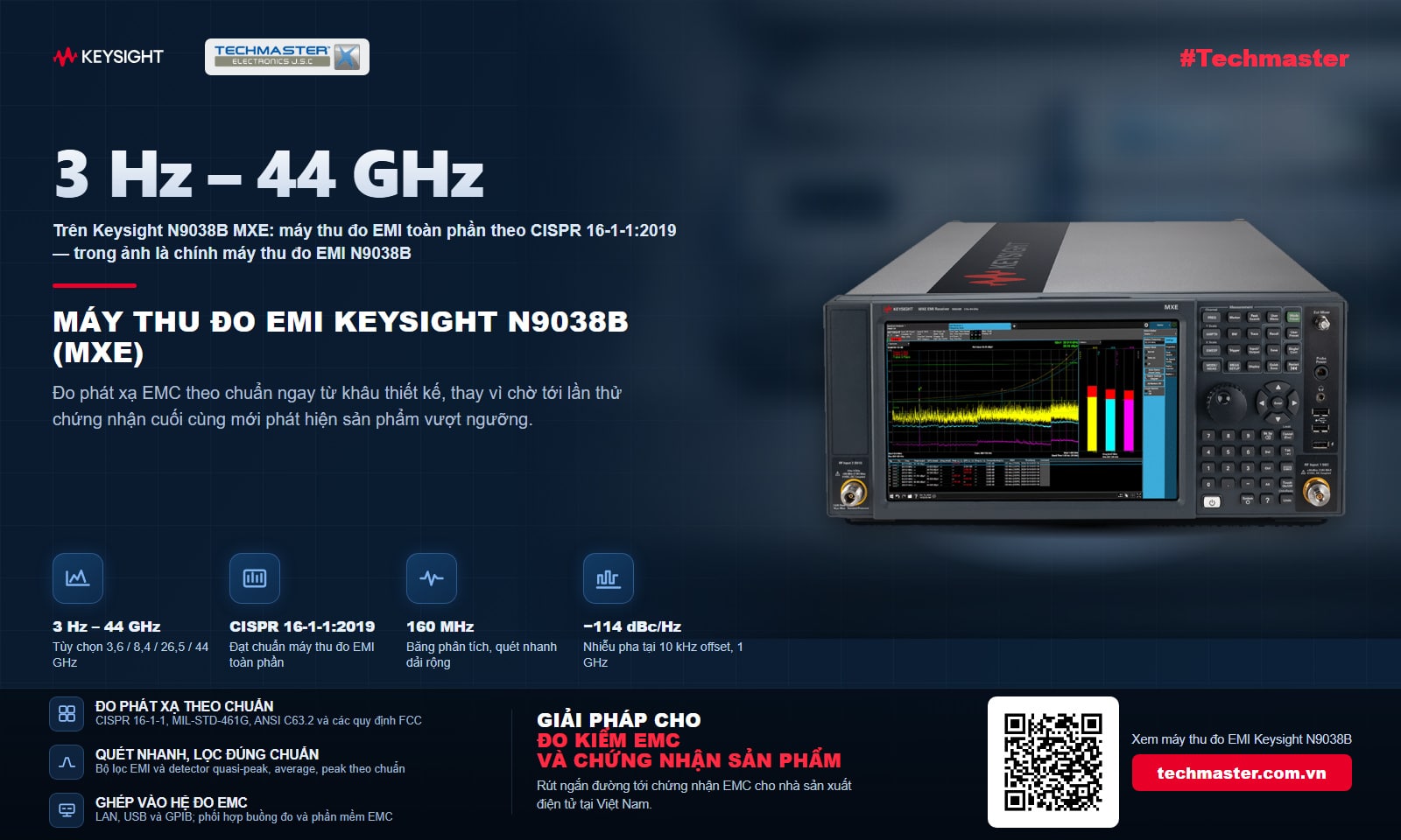 Máy thu đo EMI Keysight N9038B (MXE) đo phát xạ EMC tuân thủ CISPR 16-1-1