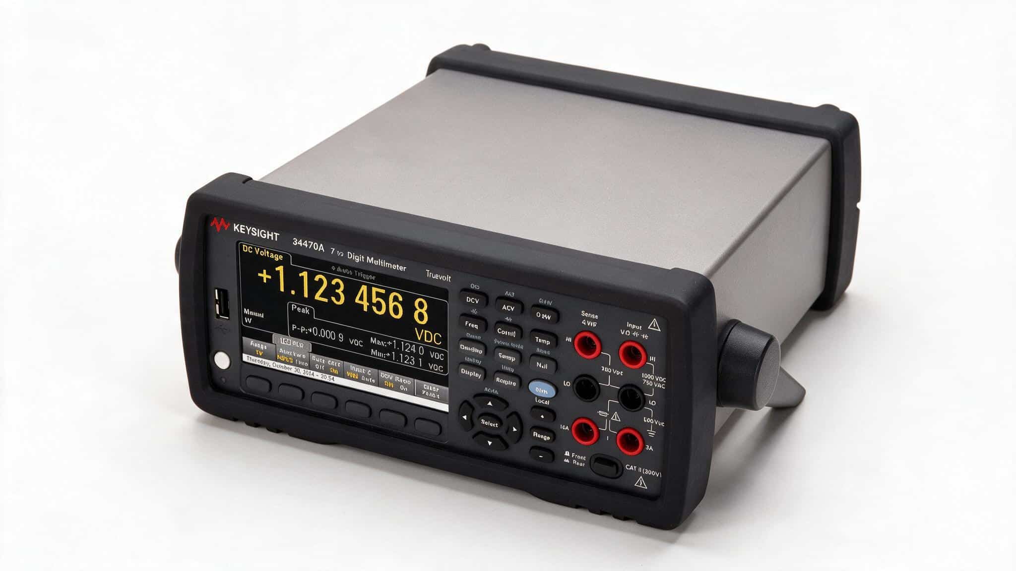 Keysight 34470A Truevolt cụm đầu nối đo nhìn từ trên cao ảnh studio nền trắng