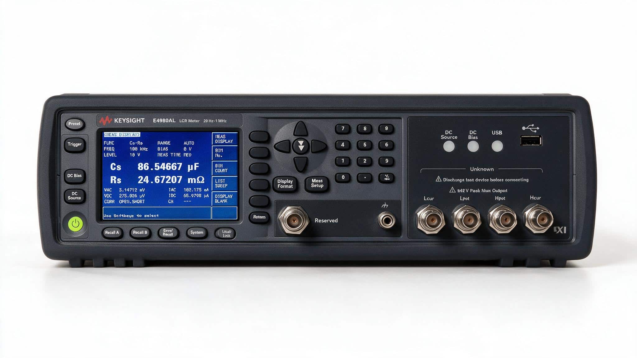 Máy đo LCR Keysight E4980AL 20 Hz 1 MHz chính diện ảnh studio nền trắng