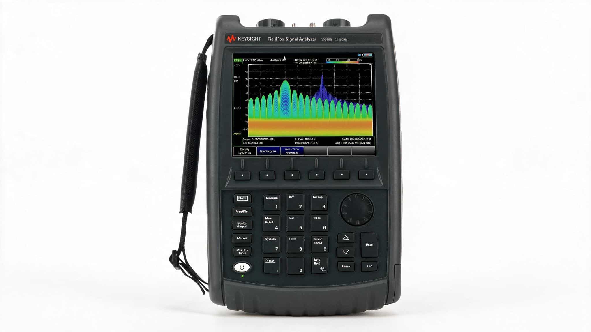 Máy phân tích vi sóng cầm tay FieldFox Keysight N9918B 26.5 GHz chính diện ảnh studio nền trắng