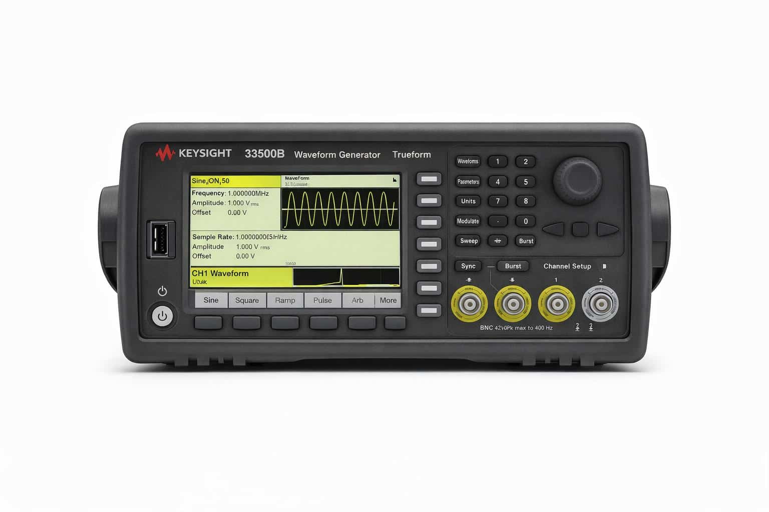Máy phát tín hiệu Keysight 33511B dòng Trueform 33500B chính diện ảnh studio nền trắng