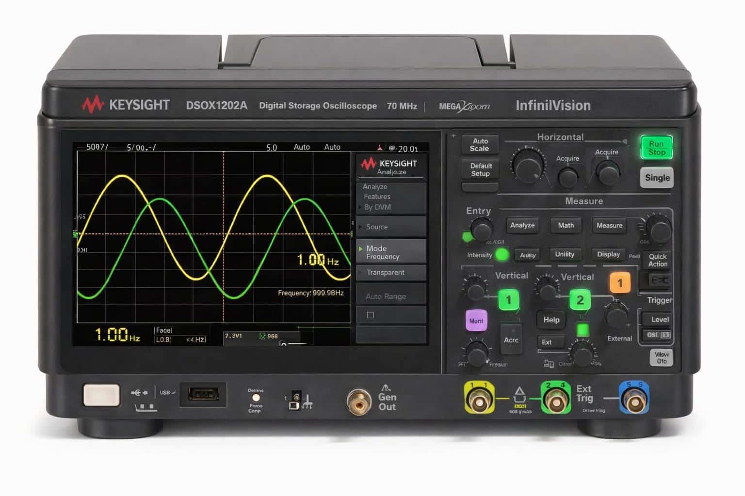 Máy hiện sóng Keysight DSOX1202A 70 MHz 2 kênh chính diện ảnh studio nền trắng