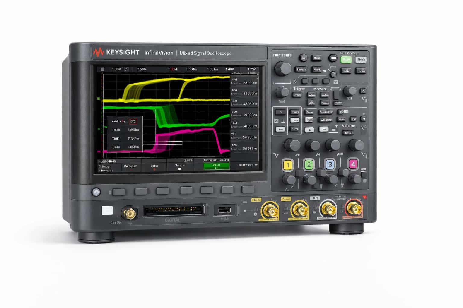 Máy hiện sóng tín hiệu hỗn hợp Keysight MSOX3054G dòng InfiniiVision 3000G X-Series góc nghiêng ảnh studio nền trắng