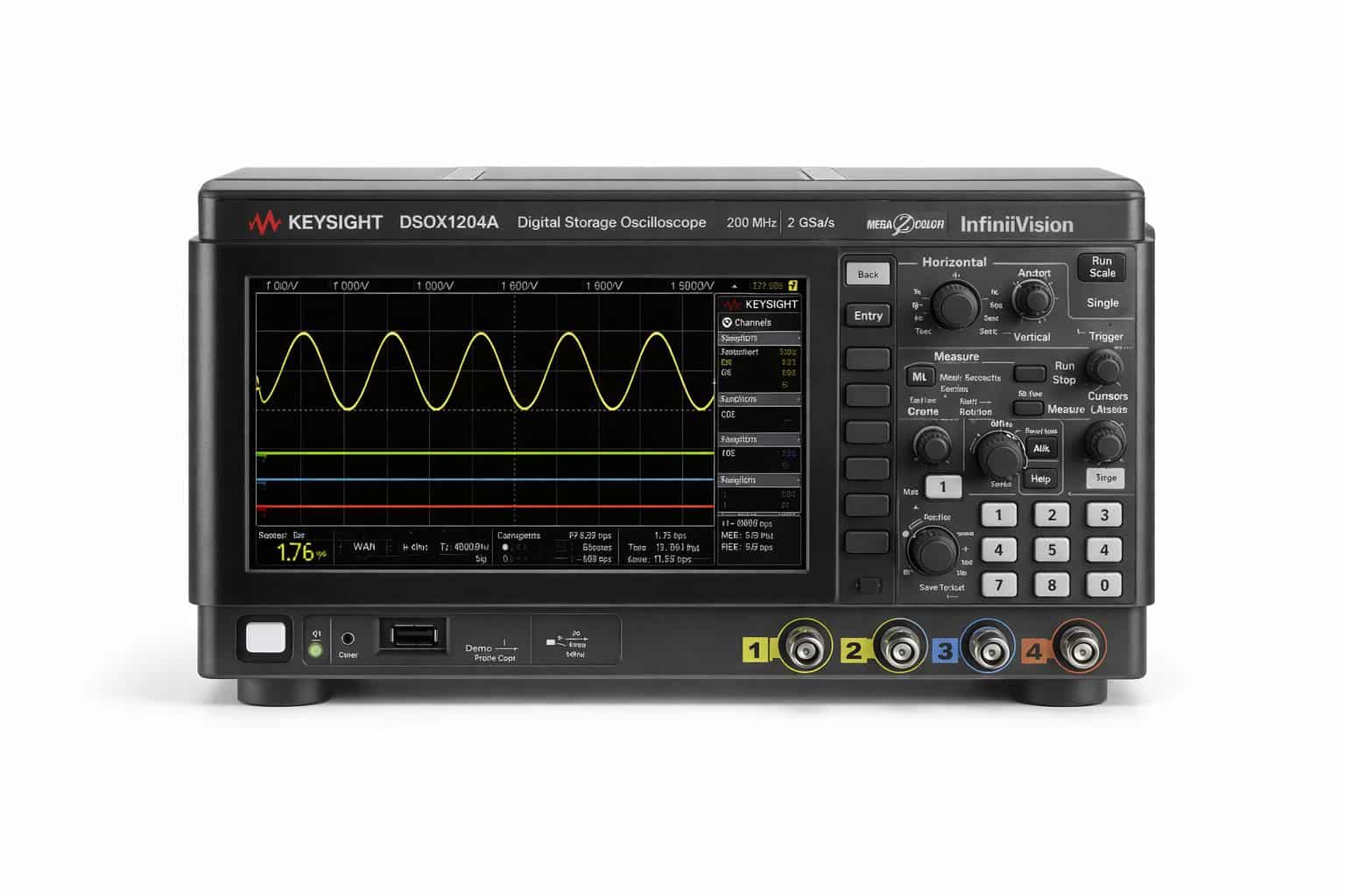 Máy hiện sóng Keysight DSOX1204A 4 kênh dòng InfiniiVision 1000 X-Series chính diện ảnh studio nền trắng