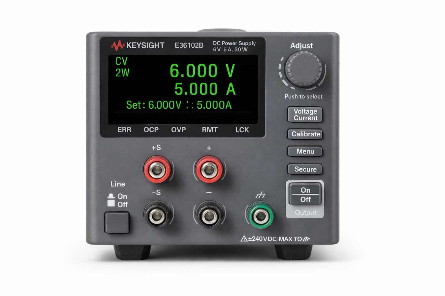 Bộ nguồn DC Keysight E36102B 6V 5A 30W một ngõ ra chính diện ảnh studio nền trắng
